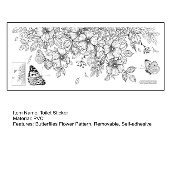 Motýli Květinová nálepka na toaletu Odnímatelná Samolepící Vodotěsné PVC Koupelnové dekorace na stěnu Samolepka Domácí potřeby