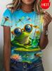 Lustiges Froschmuster 3D-gedrucktes Damen-T-Shirt Sommer Lässig Täglich Straße Kurzarm-T-Shirt Niedliche Tiergrafik Kinder Männer Oberteil T-Shirts