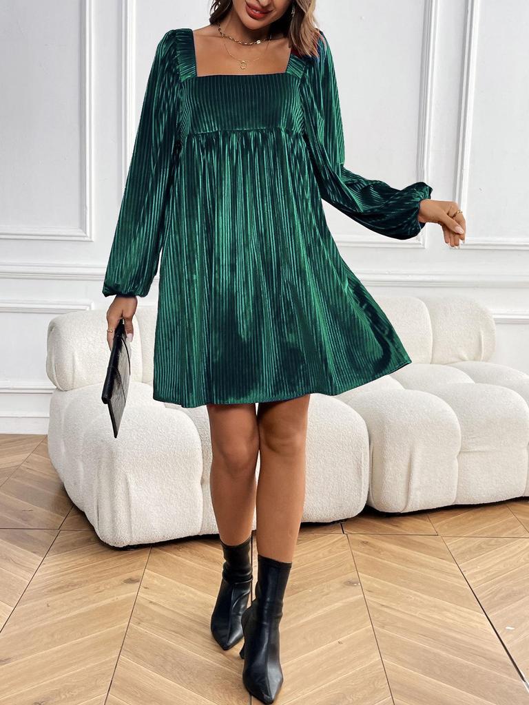 Elegant Spring Velvet Square Neck Backless Dress for Women