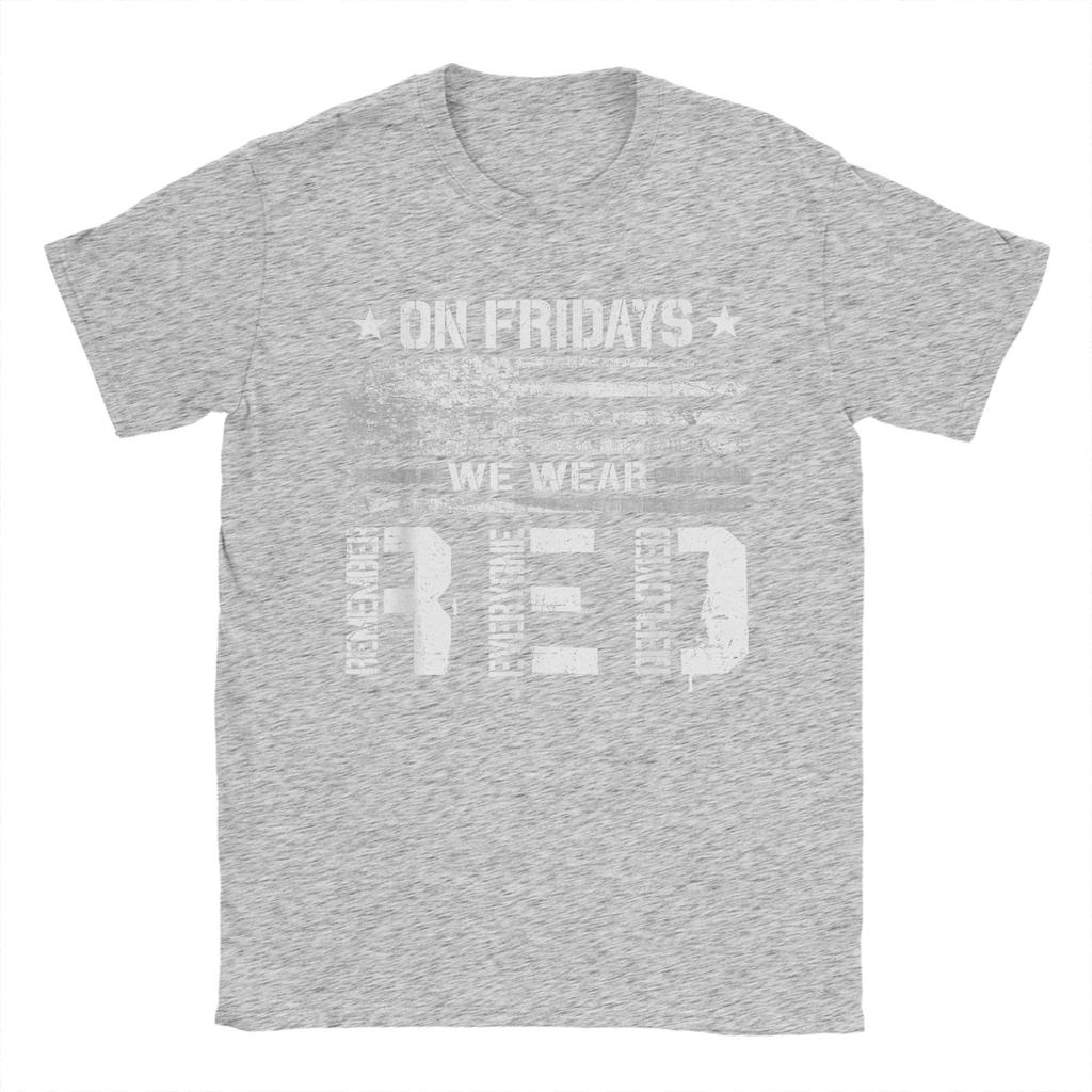 On Friday We Wear Red American Flag Military Supportive Unisex T Shirts Tee Shirt Short Sleeve Round Neck TShirts Clothing