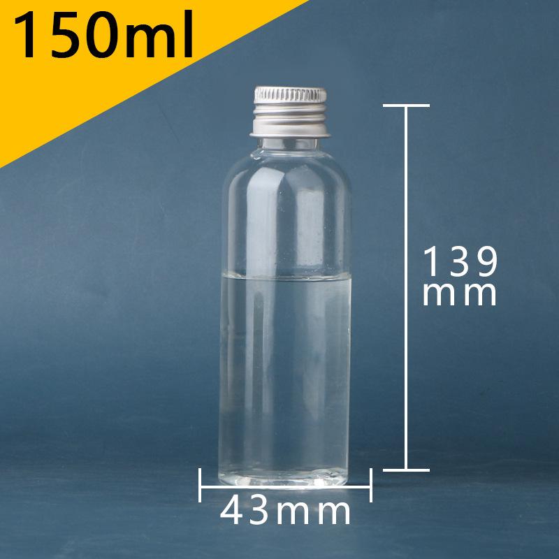 Transparente PET-Flasche mit Aluminiumkappe zur Flüssigkeitsabgabe, 10-100 ml, mit versiegeltem Deckel für Lotionen