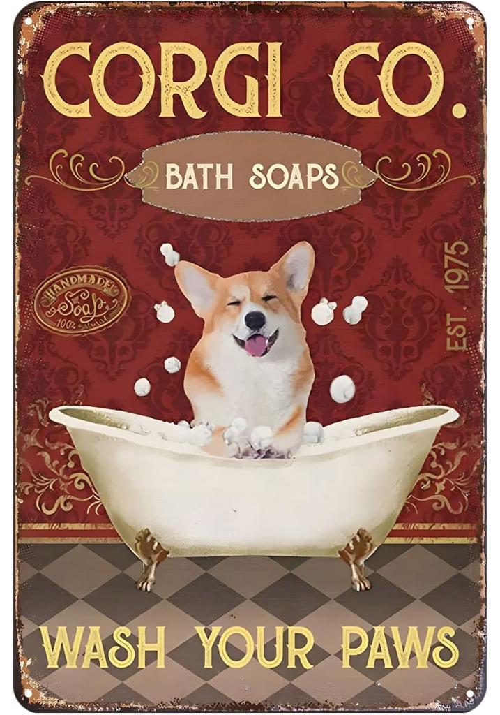 Dog Bath Soap Metal Tin Sign Vintage Rustic Wash Room Wall Decor Poster Man Cave Coffee Shop Bar Plaques Iron Painting Pictur