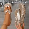 Sparkling Women Chunky Flip Flops Summer Square Toe Slides Beach Outdoor Slippers Solid Thong EVA 8cm High Heel Platform