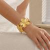 New Geometric Floral Bracelet Wide Adjustable Open Cuff Bangle 5 Flowers Gold Silver Minimalist Design Party Gift