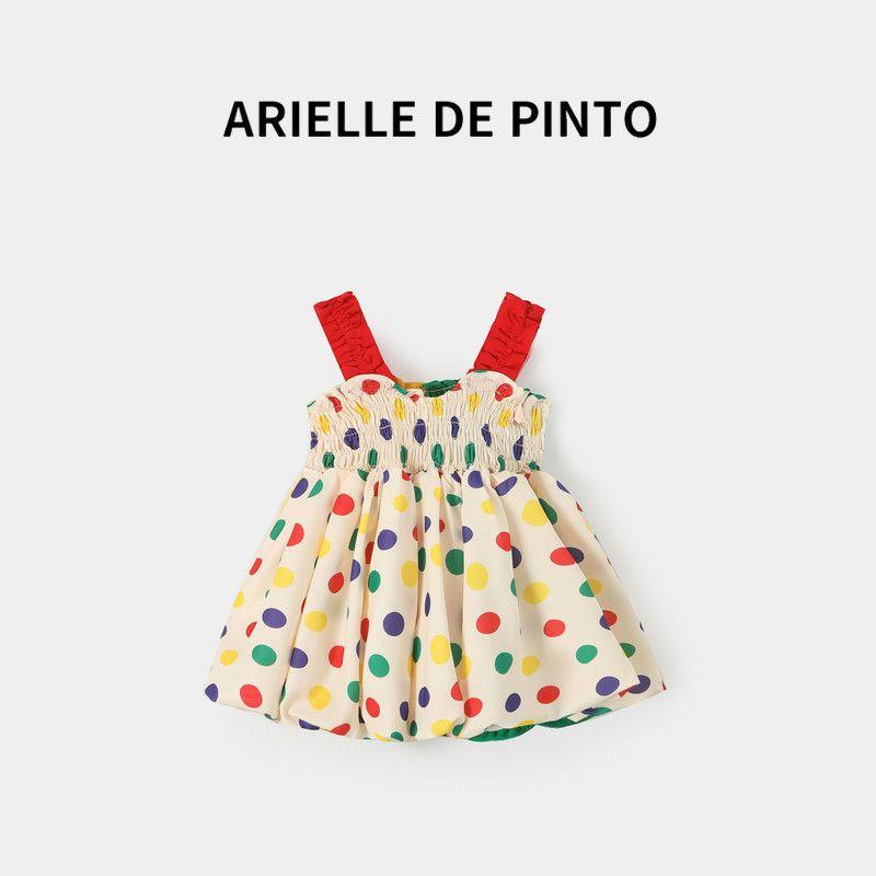 French Arielle De Pinto Summer Children s Clothing Girls  Dress Fashionable Baby Girl Polka Dot Suspender Dress Image color 110cm