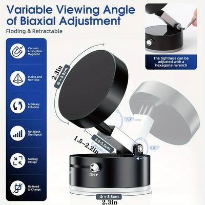 Verbesserte 360° Vakuum-Magnet-Handyhalterung Magnetische Auto-Handyhalterung, Freisprech-Saugnapf-Handyhalter für Auto/Fitnessstudio/Spiegel