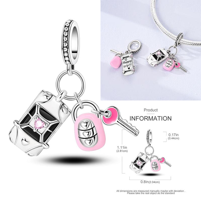 New Copper Charms Beads Pink Series Perfume Cake Princess Skirt Pendant Fit Original Bracelet Diy Jewelry Gifts