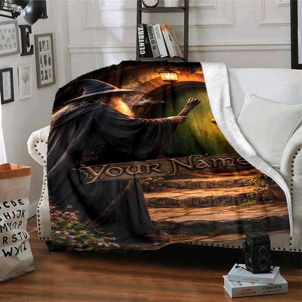 Lord Rings Customize Text Blanket Multi-purpose Personalized Blanket Warmthful Decor Suitable for Office Office Chair Seaside Livingroom