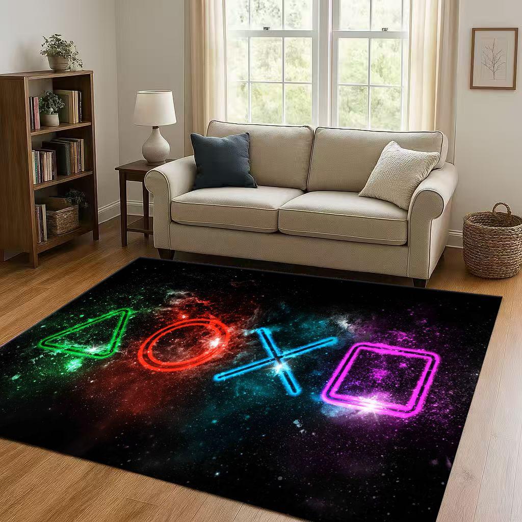 Retro Game Zone Sign Gamer Controller Living Room Non-Slip Area Rug Carpet for Bedroom Kids Playroom Sofa,Home Decor Doormat