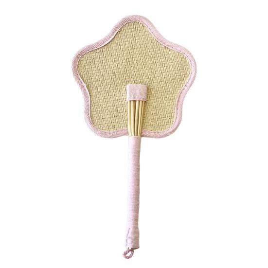 

Ручной плетеный веер ручной работы в форме цветка, веер в китайском стиле из соломы для летнего охлаждения, украшения дома розовый