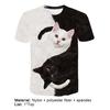 T-shirt Short Sleeve 3D Cats Print Top Men Women Color Block O Neck Blouse for Summer