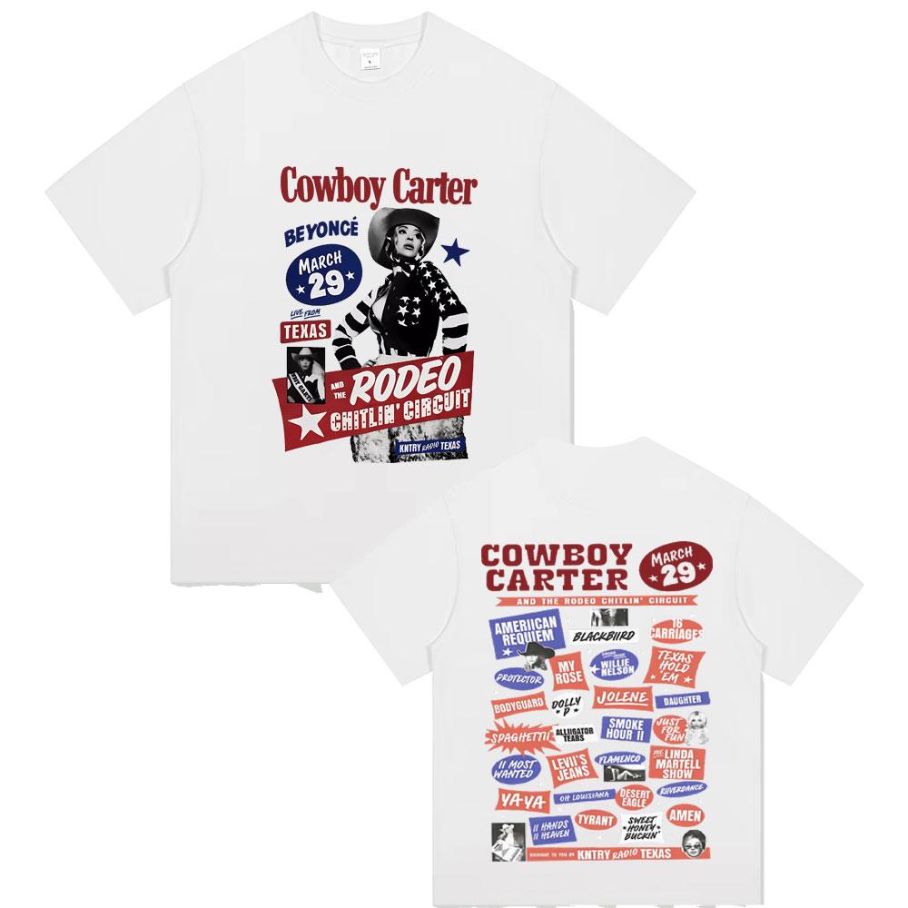 Singer Beyonce Cowboy Carter Graphic Tshirt Unisex Women Fashion Vintage Oversized Streetwear Summer Male Casual Cotton T Shirts