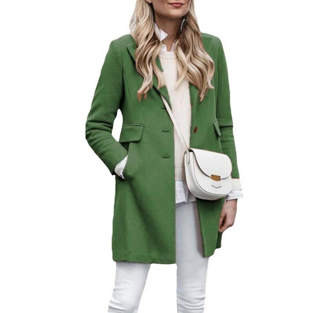 Fall Winter Women's Woolen Coat Single Breasted Solid Color Cardigan Jacket For European American Japanese Korean Style