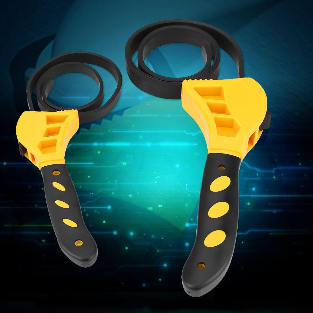 2pcs Multi Functional Rubber Strap Oil Filter Wrench Adjustable Spanner Bottle Opener Tool