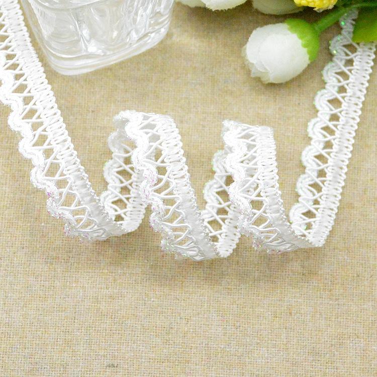 5 meters/16.4ft each pack Wavy Braided Lace Trim Ribbon white Pattern Decorative Fabric Edge for Dress Sewing DIY Craft Wedding Garment Embellishment