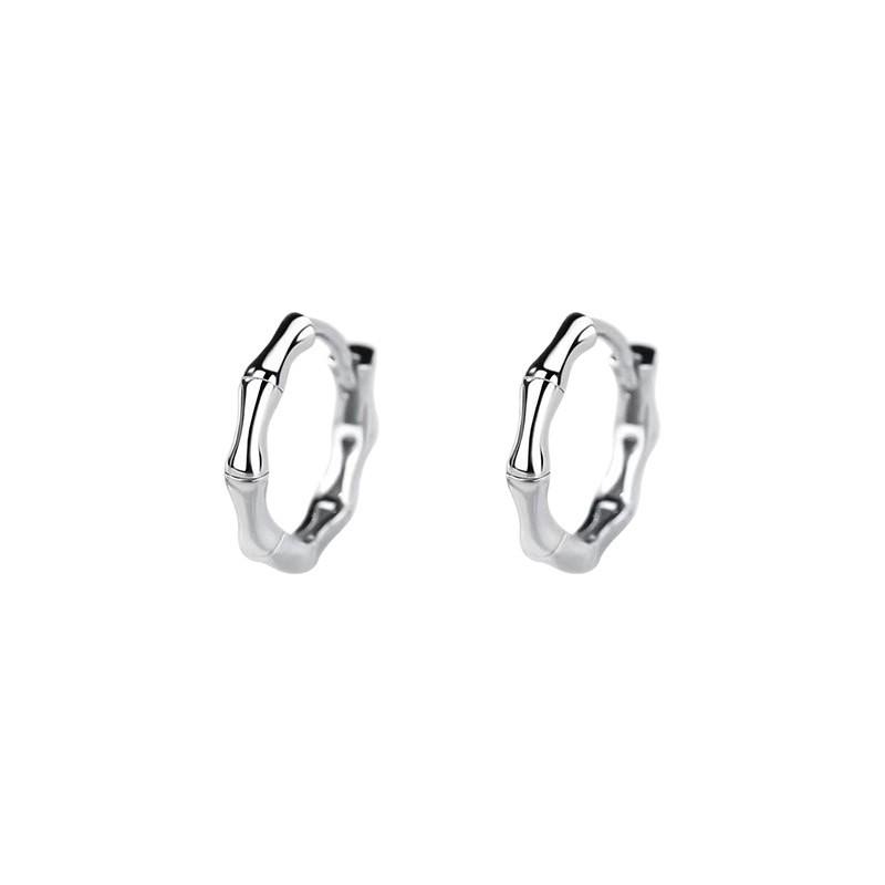 Fashion Temperament Silver Bamboo Earrings Light Luxury High Sense Personality Geometric Irregular Earrings Daily Versatile Earrings