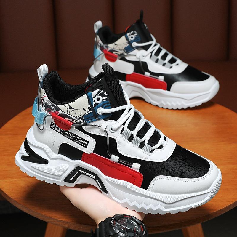 

Men s shoes spring new breathable high-top shoes men s trend versatile little white shoes platform sports casual dad shoes men 39