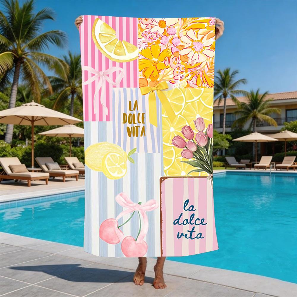 Ibiza Tropische Zitat Collage Druck Strandtuch Anti-Sand Mikrofaser Pooltuch Sommer Strand Schwimmen Meeresufer Urlaubsbedarf