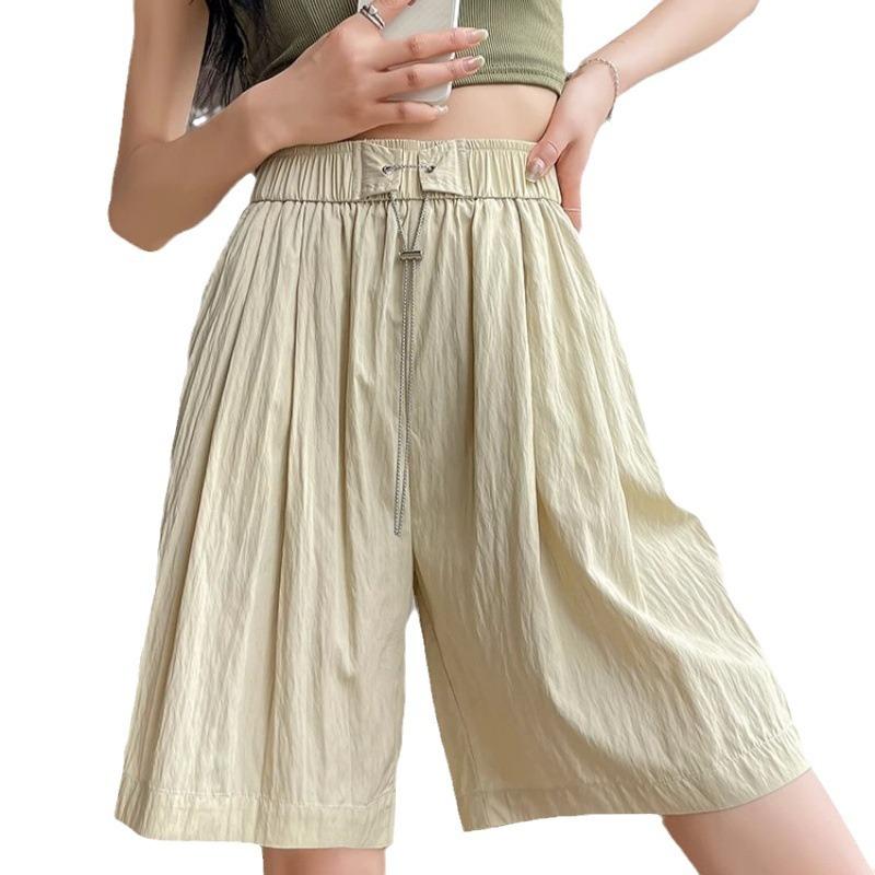 

Универсальные женские брюки Drop Ice Silk с широкими штанинами, свободные повседневные шорты Yamamoto с высокой талией, новые летние тонкие быстросохнущие брюки 4XL