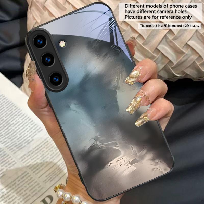 Color and texture fusion For For Samsung Galaxy S25+ S24+ S26 Ultra S25 Edge S24 FE S23 S22 S21 S20 Plus Black Glass Phone Case