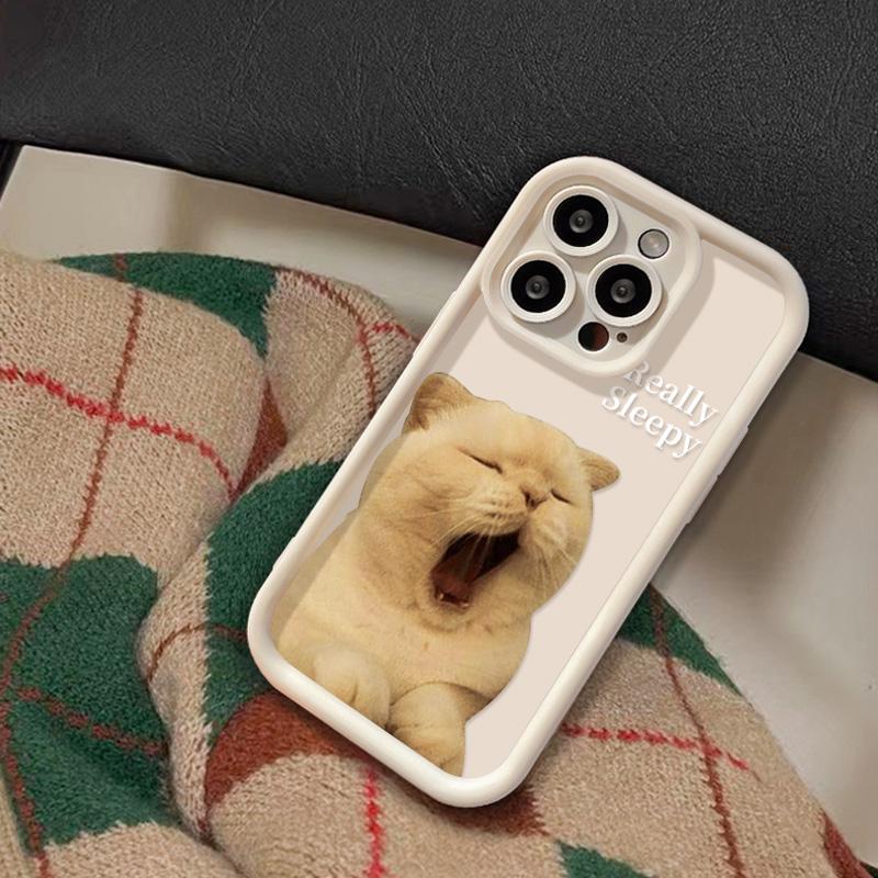 Sleep Cat Soft Phone Case For Samsung Galaxy S24 S23 S22 Ultra S21 FE A14 A52 A32 A33 A13 A53 A34 A54 A15 A35 A55 Silicone Cover