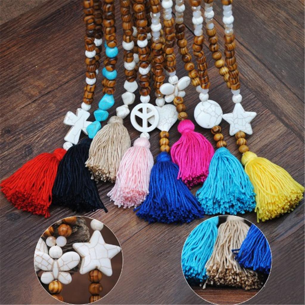 Elegant Long Tassel Pendant Sweater Women Turquoise Beads Necklace Chain Jewelry
