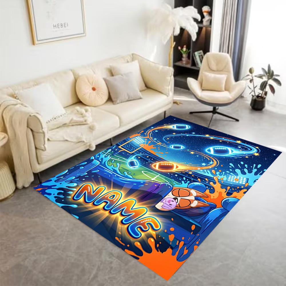 Spooky Pups Halloween Football Personalized Text Carpet Design for Foyer Decorate room Game Room Living Rooms Anti-slip Rug Office home decor