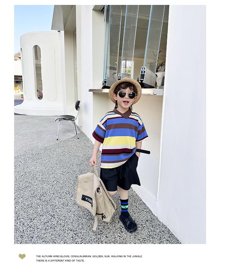 Boys' Striped Summer T-shirt: 2026 Trendy Short Sleeve Top