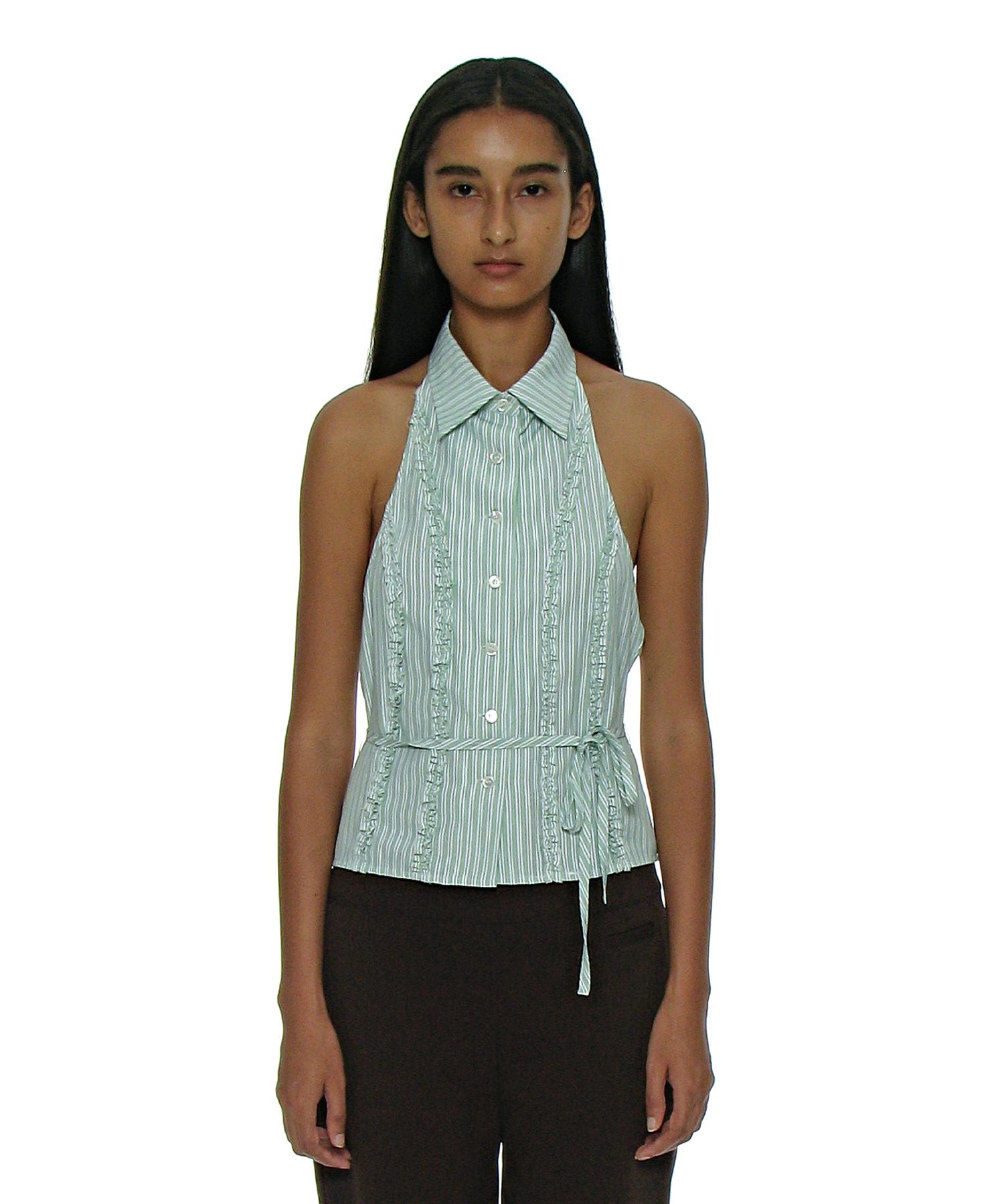 Partimento Woman Frill Trim Halterneck Shirt_Light Green Light Green/Medium