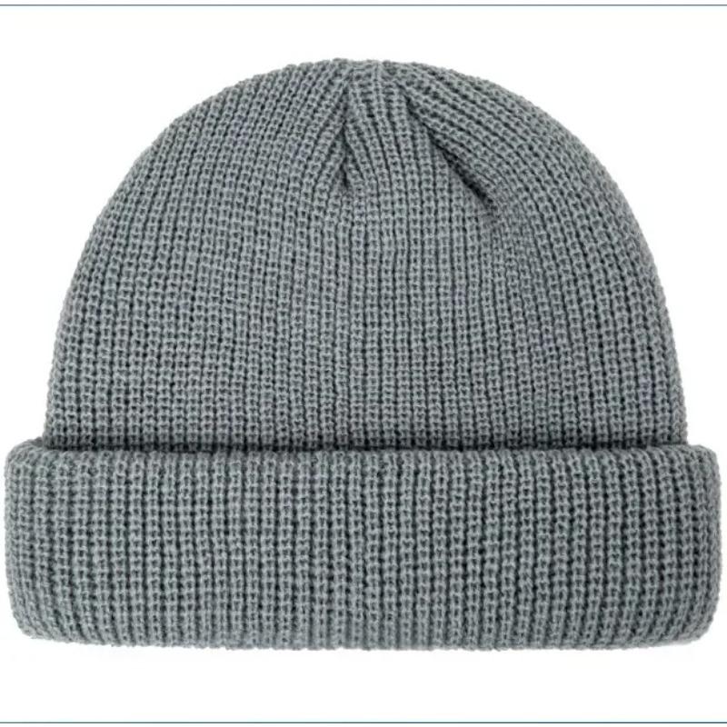 

Сплошной цвет, теплая вязаная шапка без полей, мужские шапки, зима-осень, хип-хоп, тюбетейка, уличная мужская шапочка, унисекс, дынная кепка, женская и мужская