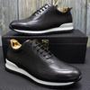 Fashion Luxury Mens Genuine Leather Sneakers Lace-Up Comfortable Oxford Classic Casual Shoes for Men Outdoor Street Travel Flat Footwear
