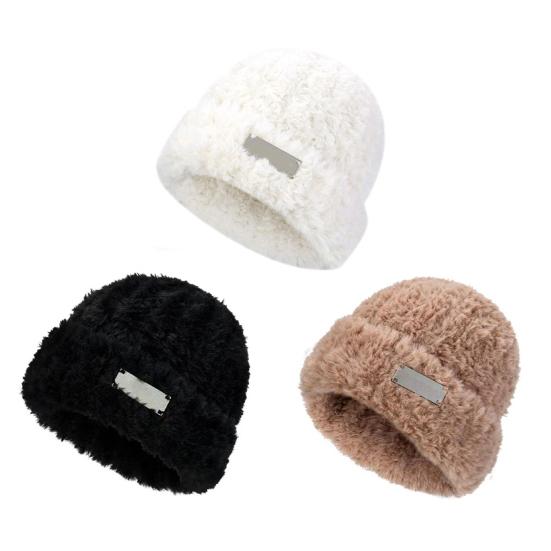 Women Winter Hat Fuzzy Plush Short Brim Solid Color Dome Windproof Warmth Sun Protection Fisherman Cap Outdoor Travel Headwear