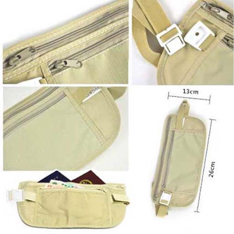 Hidden Money Security Passport Card Ticket Waist Belt Bag Pocket Travel Wallet