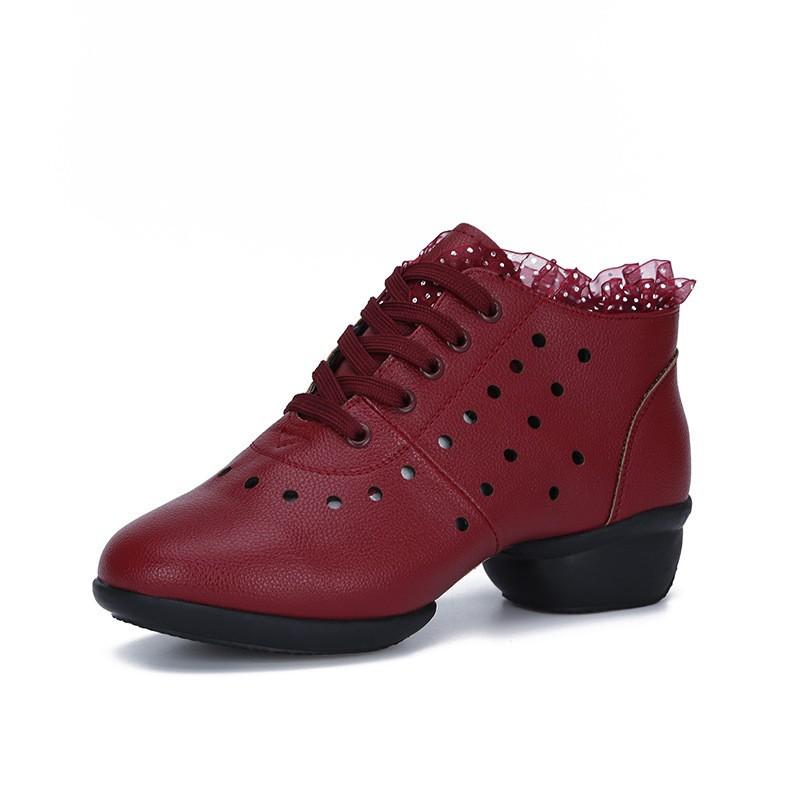 Square Dance Shoes Dance Shoes Female Adult Soft Sole Middle Heel Sailor Dance Shoes Dance Shoes Performance Shoes New Mesh