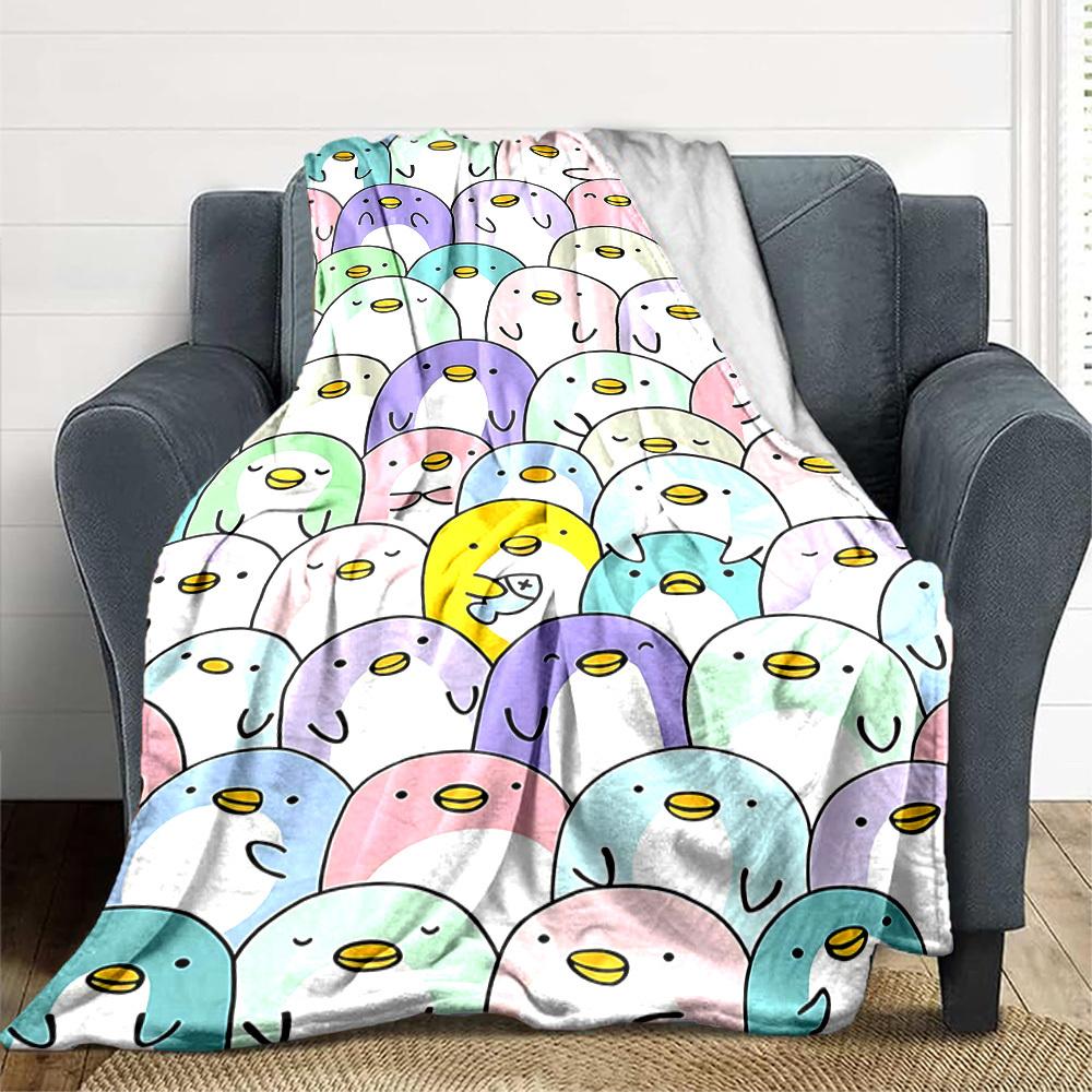 1pc Penguin Parade Blanket, Lightweight Flannel Throw Blanket For Sofa, Bed, Travel, Camping, Living Room, Office132