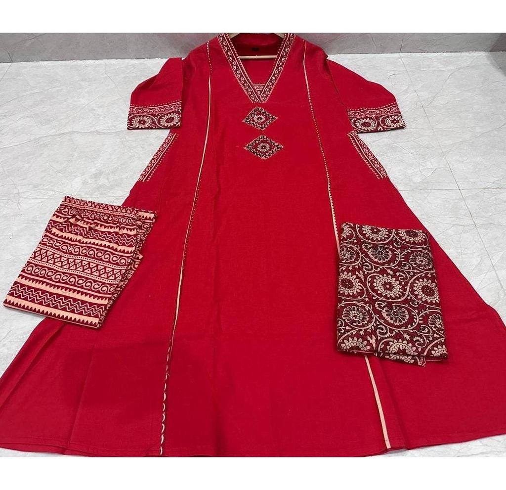 Women Bollywood Cotton Top Tunic Kurta Pant Dupatta Set Indian Designer Ethnic Wear Salwar Suit