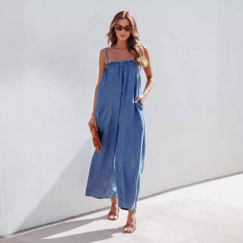 Jumpsuits Summer Loose High Waist Fashion Suspenders Jumpsuit Slim Looking Loose Pants Cropped Casual Suspender Trousers