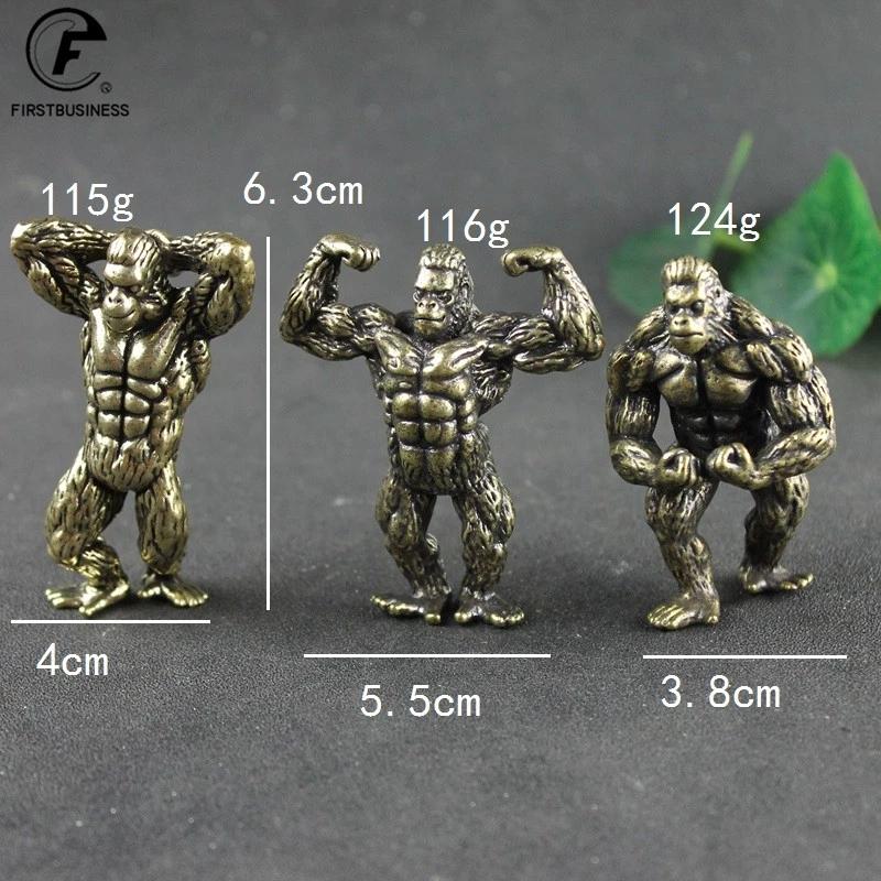 Важка Латунь Фітнес Горила Маленька Скульптура Прикраса для Під'їзду для Вітальні Тварина Орангутан Фігурки Настільні Прикраси Вироби