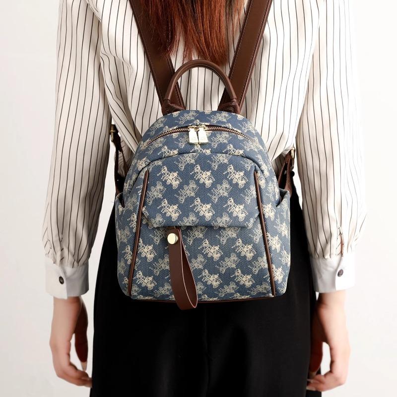 

Leather multifunctional new large-capacity schoolbag travel backpack trendy backpack women s backpack синий