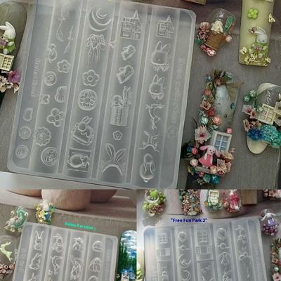 Kreskówkowy Królik Kokarda Silikonowa Forma do Paznokci Forma do Paznokci Stempel Reliefowy Akcesoria do Dekoracji Paznokci Forma do Paznokci DIY Narzędzia do Manicure
