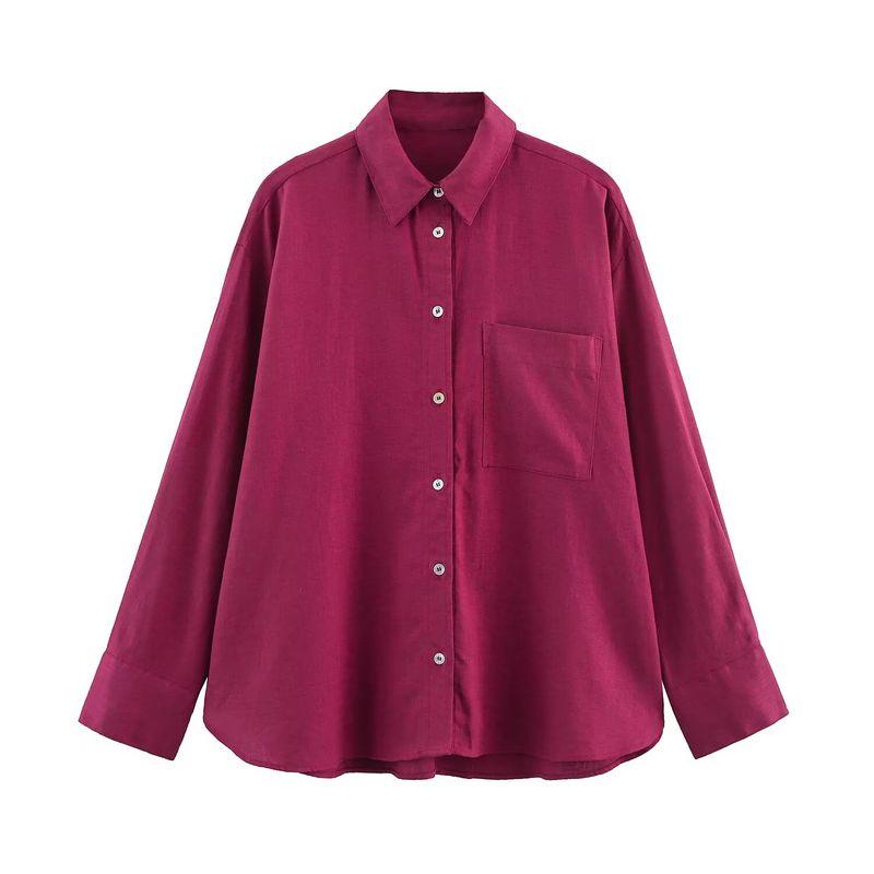 

Kaslead Новое поступление Женский модный стиль Модный свободный минималистичный рубашка с длинным рукавом и лацканами 2374734 406 Jujube L