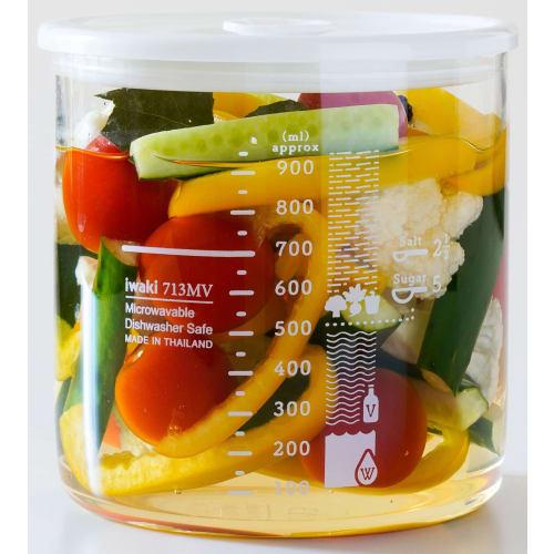 Iwaki Heat-Resistant Glass Vegetable & Vinegar Container, 950ml, T713MV-W