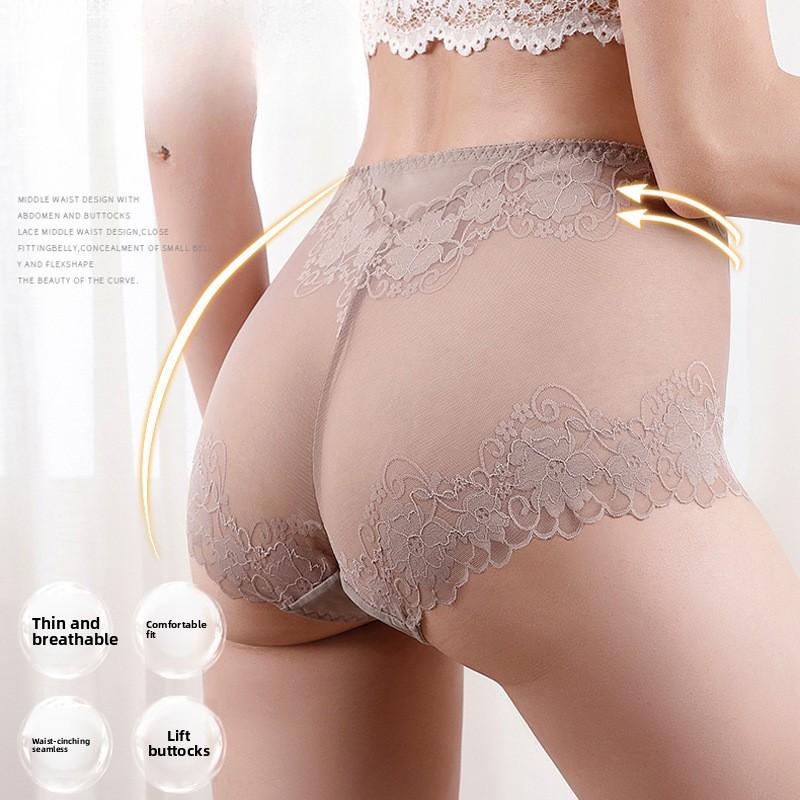 

Мереживні трусики великого розміру Жіночі штани з високою талією Сексуальна нижня білизна з квітами Жіночі сітчасті дихаючі труси L