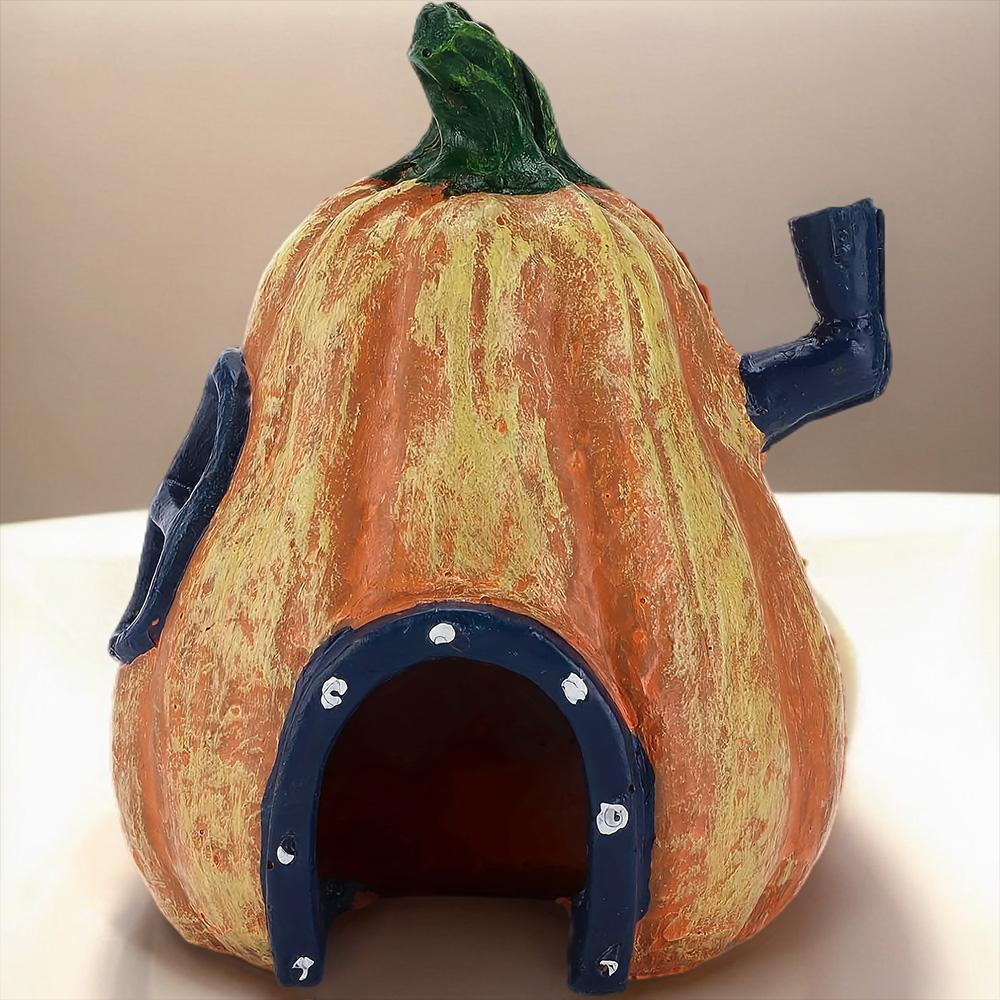 1pc Resin Simulation Pumpkin Decor - Halloween Figurines Shelter Ornament for Aquarium, Fish Tank and Terrarium Landscaping