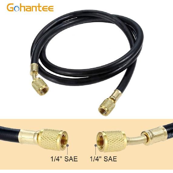 R410A AC Refrigerant Charging Hoses, 59“ HVAC Charging Hose with 1/4’’ SAE Female Flare, 800PSI Working Pressure for R410A R22 R134A R12 R502
