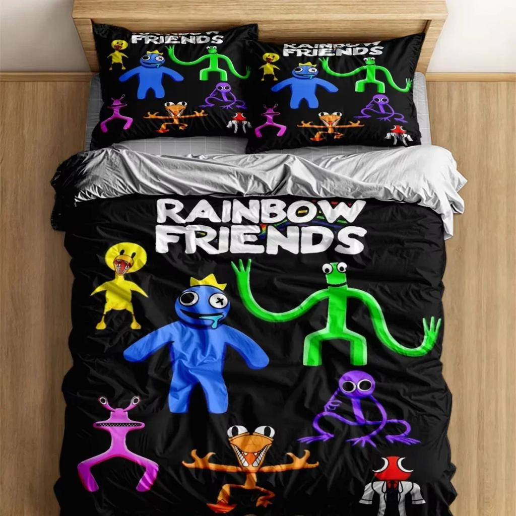 3Pcs G-Graffiti Rainbow Friends Bedding Set Cartoon Duvet Cover Uk Single Double King Us Twin Full Queen Size Bed Linen Set