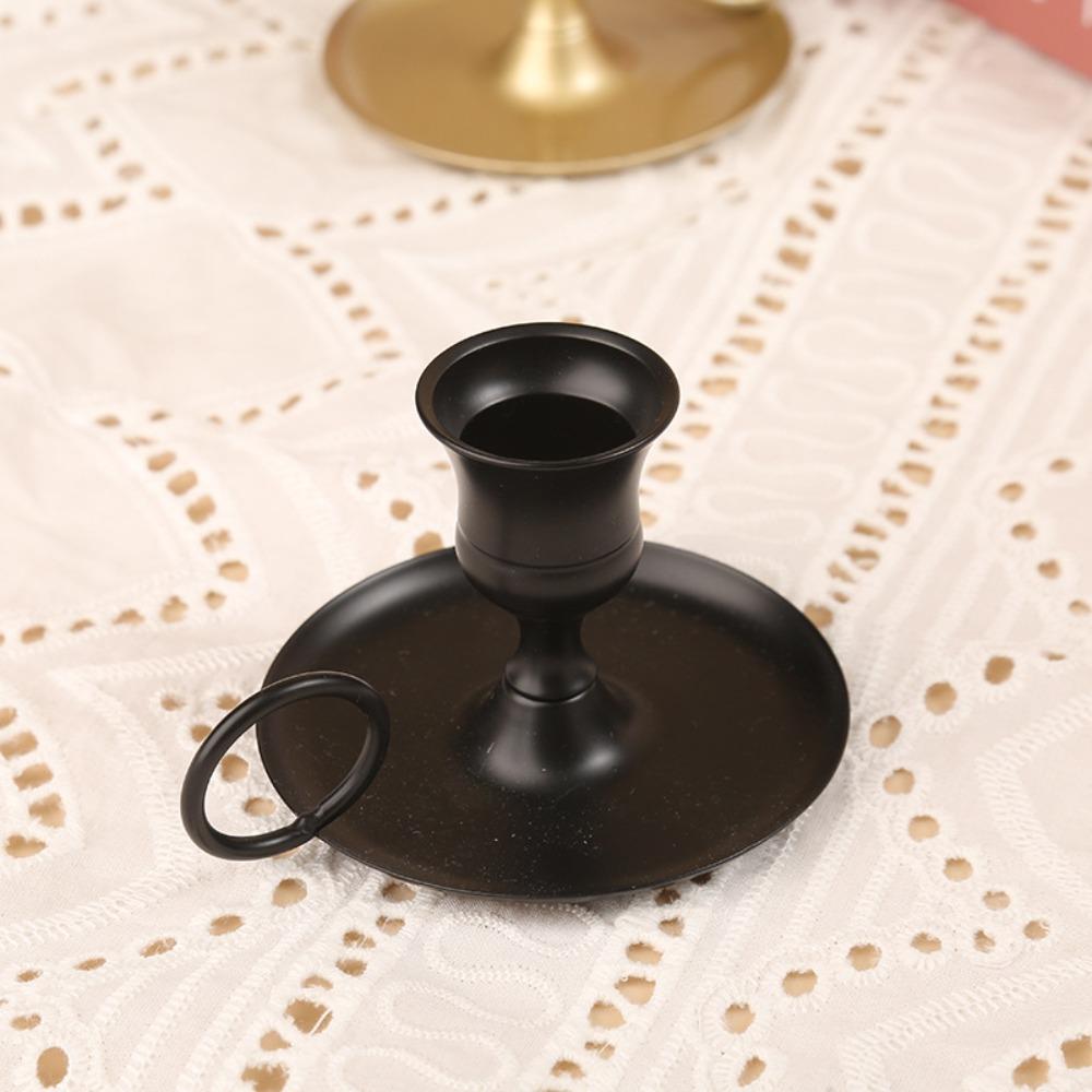 2 Piece with Holding Ring Handheld Metal Candle Holder Retro Candle Cup Restaurant