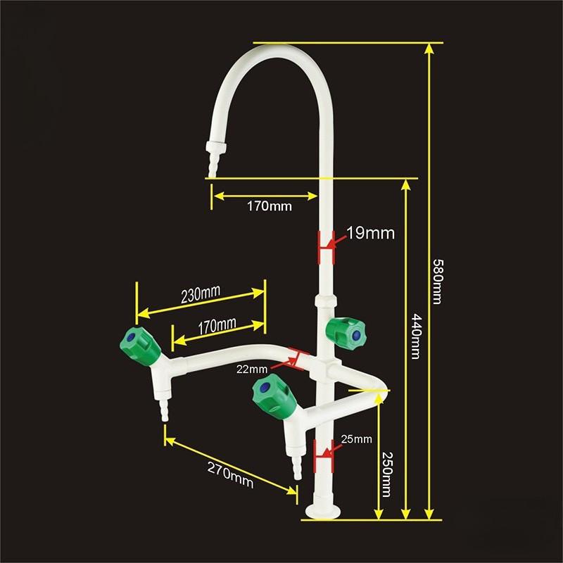 Higher Teaching Embedded Water Faucet Laboratory Copper Spray Plastic Faucet Universal Education Triple Faucet