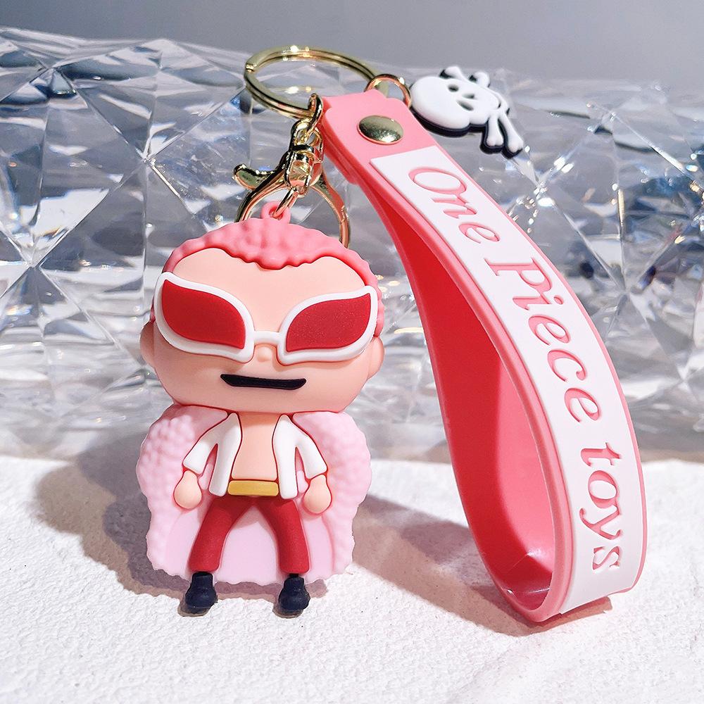 Anime One Piece Keychain Luffy Zoro Portgas·D· Ace Key Chain Llaveros Porte Clé Keyring Doll Bag Charm Pendent Car Keychains