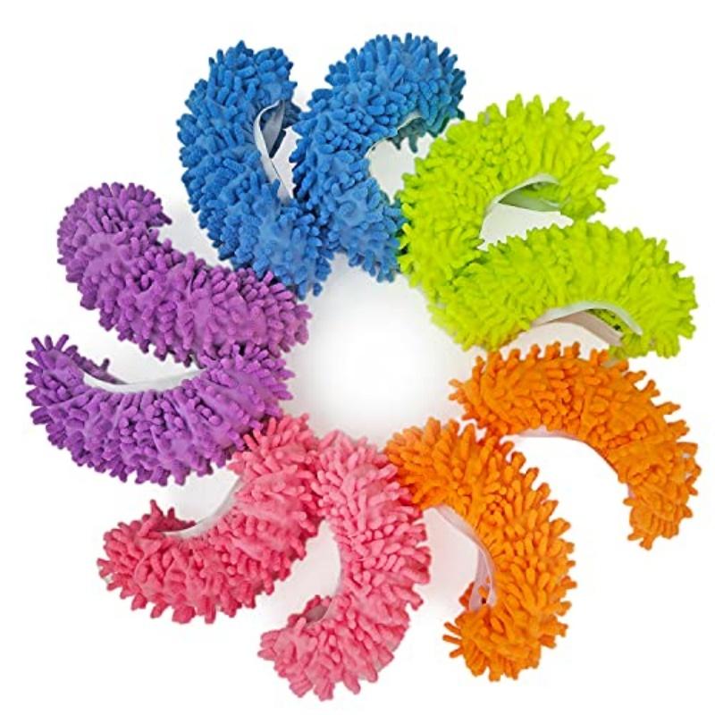 Microfiber mop slippers reusable, dust mop washable for floor cleaning, feet dust hair cleaning house bathroom kitchen 1 pair